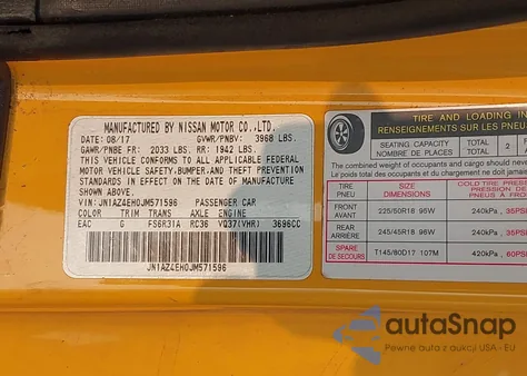 2018 Nissan 370Z z USA, uszkodzony, nr VIN JN1AZ4EH0JM571596